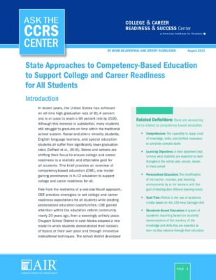 State Approaches to Competency-Based Education to Support College and Career Readiness for All Students