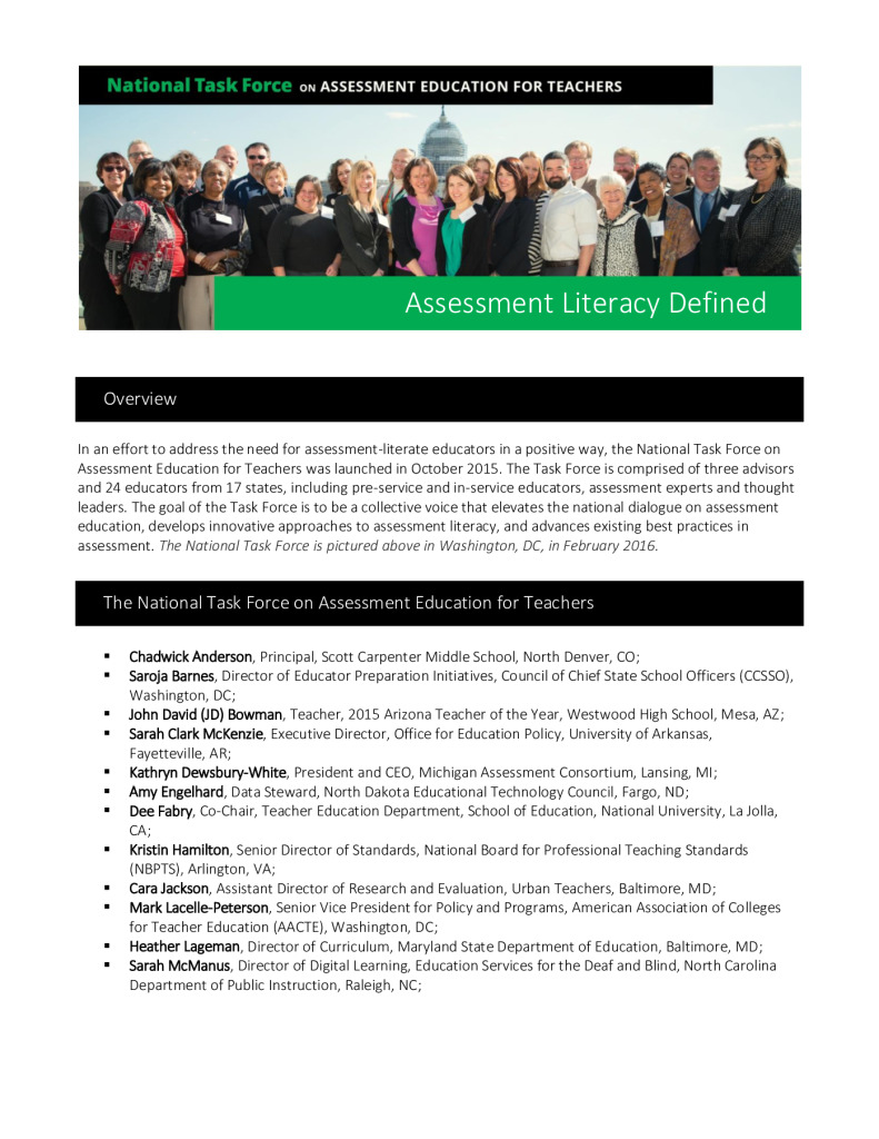 Assessment Literacy Defined