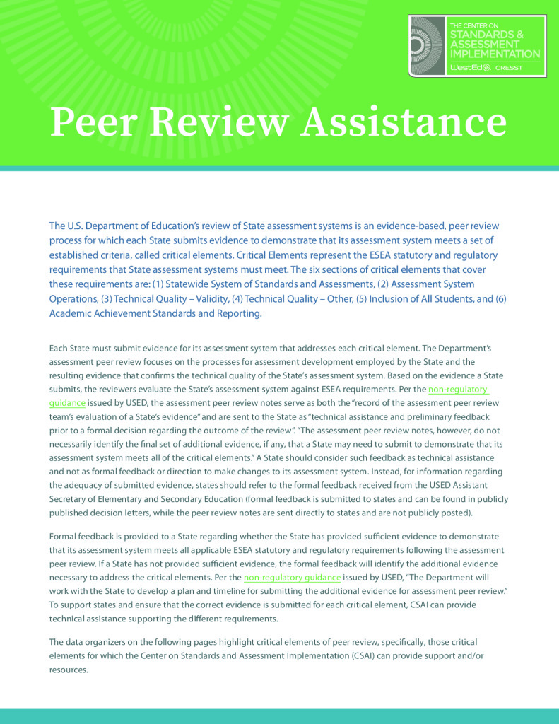 Peer Review Assistance