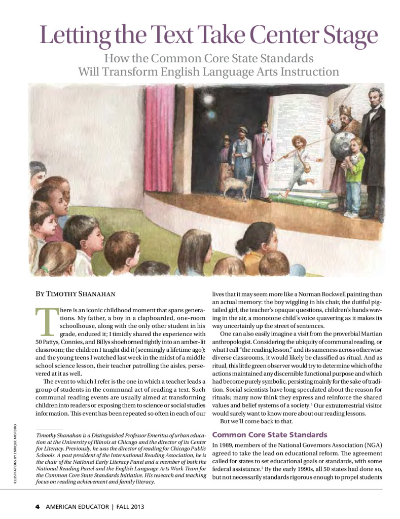Letting the Text Take Center Stage: How the Common Core State Standards Will Transform English Language Arts Instruction