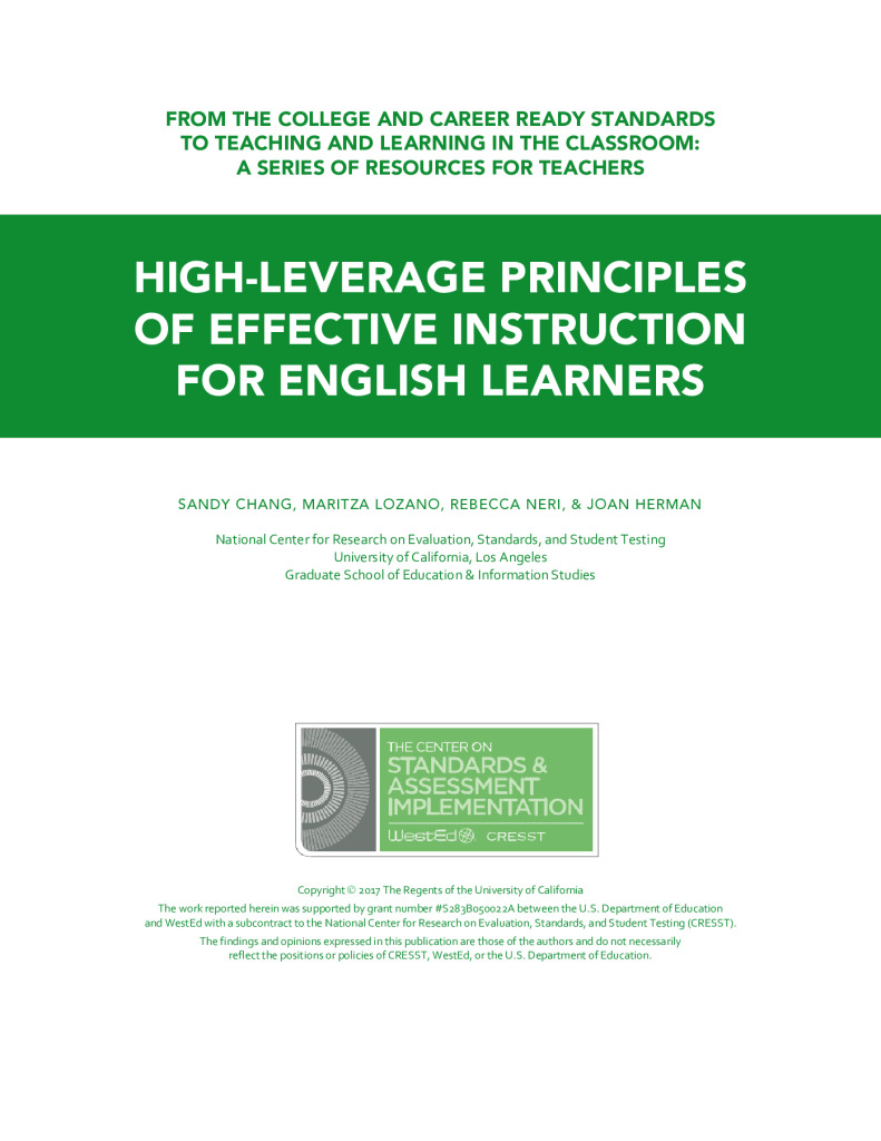 High-Leverage Principles of Effective Instruction for English Learners