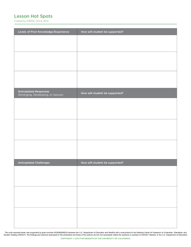 Developing and Refining Lessons: Planning Learning and Formative Assessment for Math College and Career Ready Standards