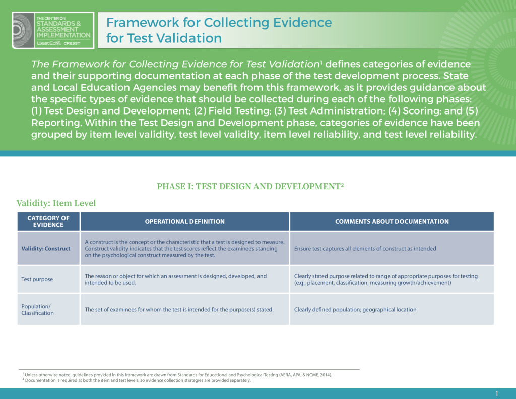 Framework for Collecting Evidence for Test Validation