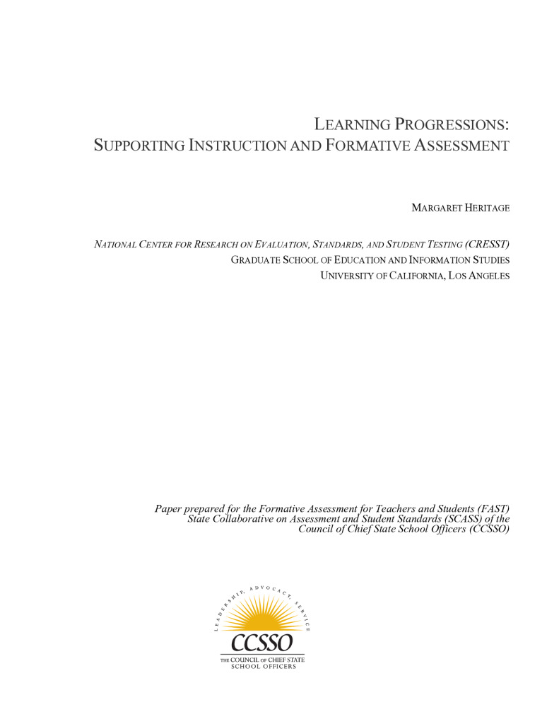 Learning Progressions: Supporting Instruction and Formative Assessment