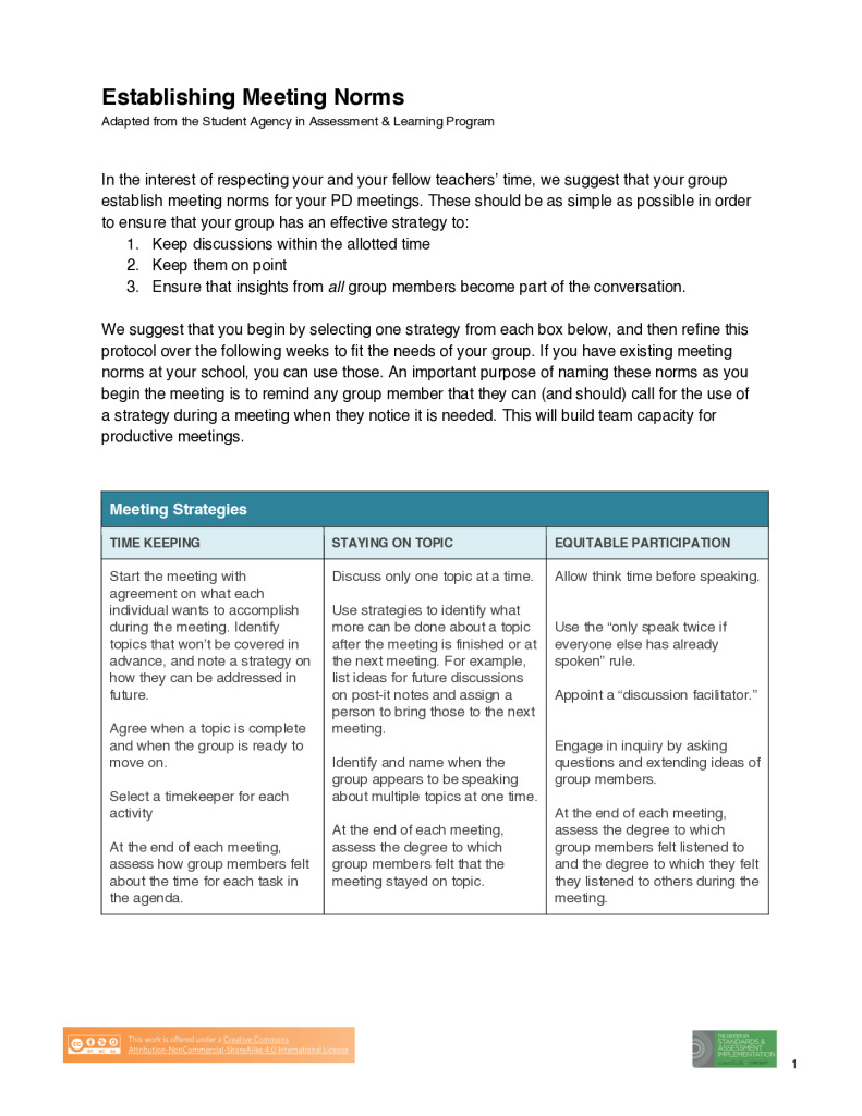 Establishing Meeting Norms