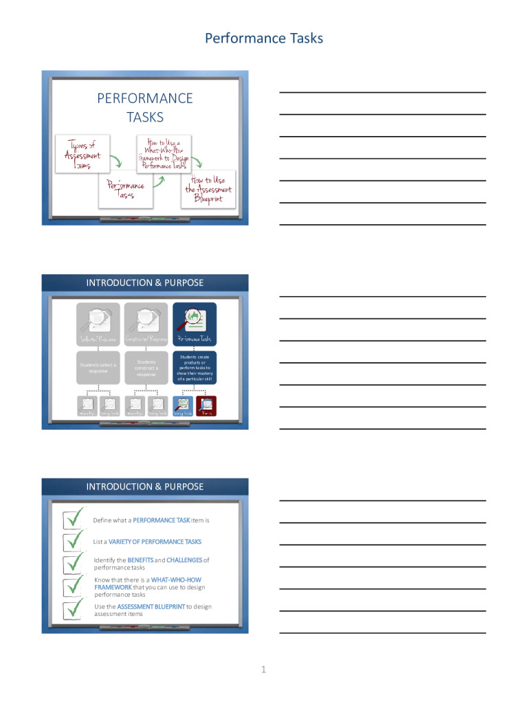 Performance Tasks Note-Taking Template