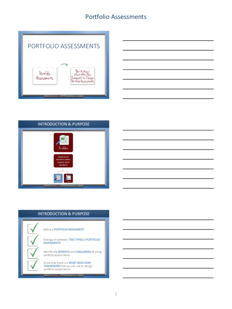 Portfolio Assessments Note-Taking Template