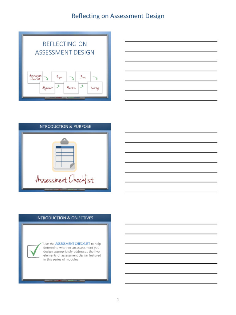 Reflecting on Assessment Design Note-Taking Template