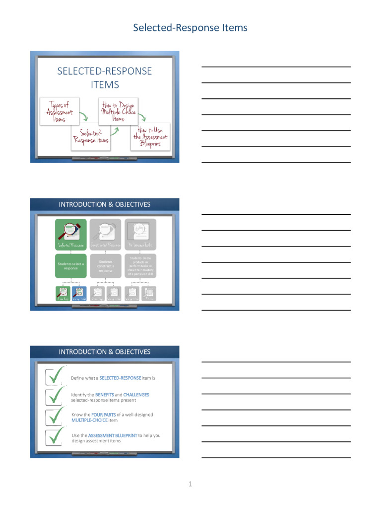 Selected-Response Items Note-Taking Template