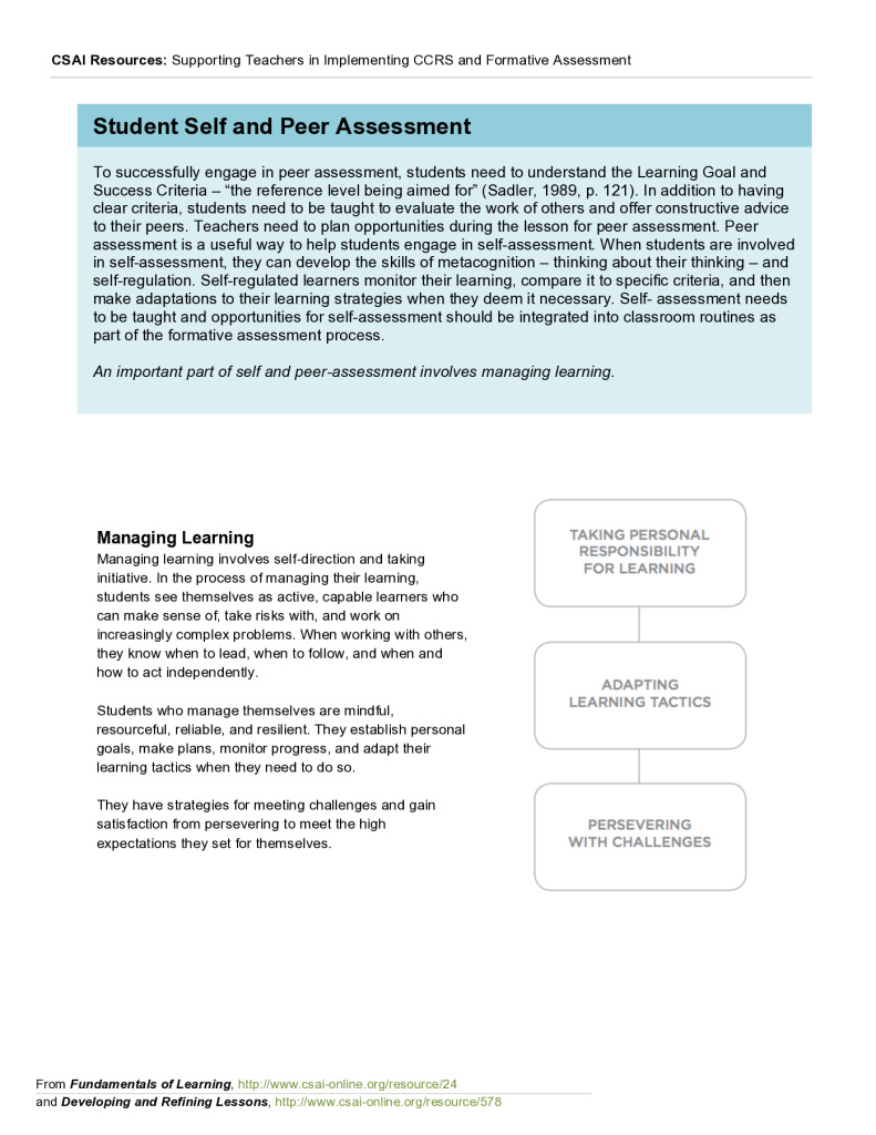 Student Self and Peer Assessment