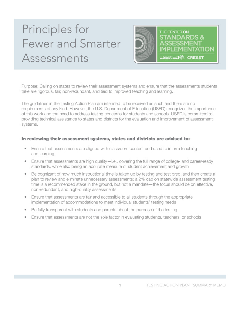 Principles for Fewer and Smarter Assessments