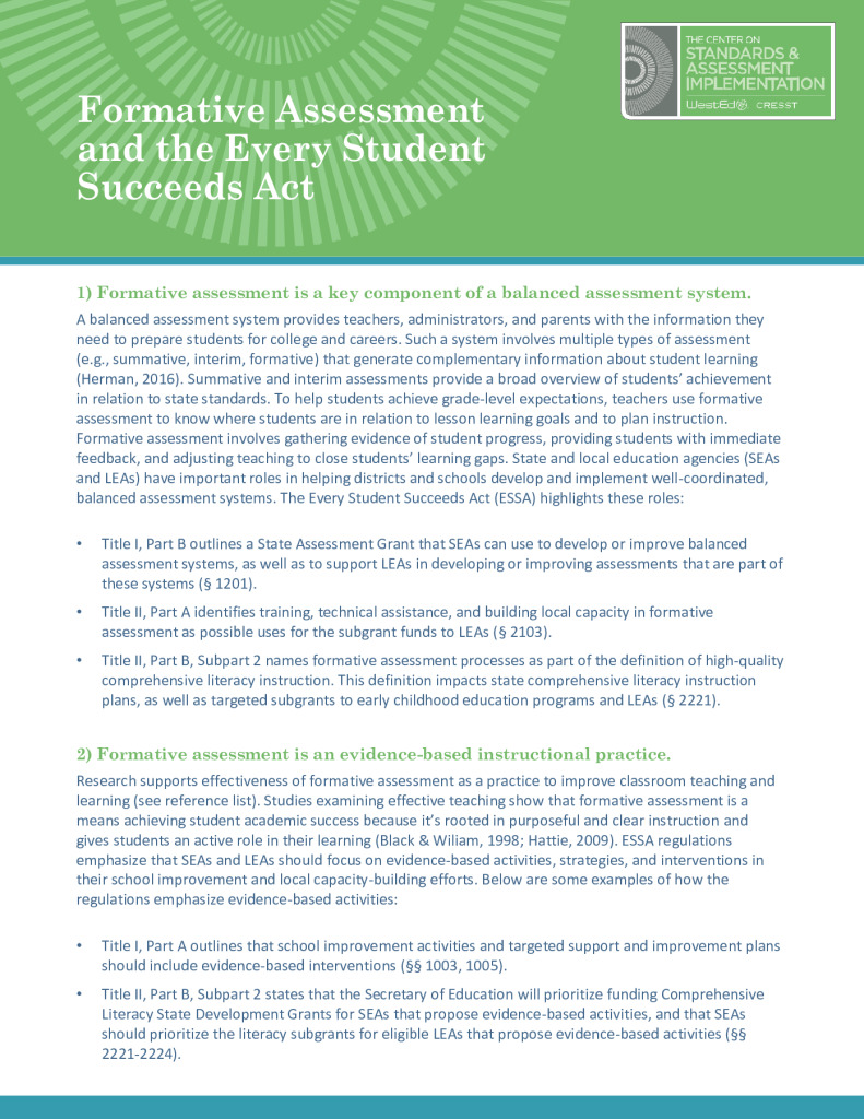 Formative Assessment and the Every Student Succeeds Act