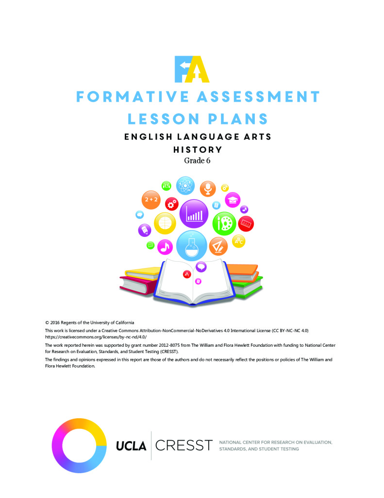 Formative Assessment Lesson Plans – English Language Arts and History, Grade 6