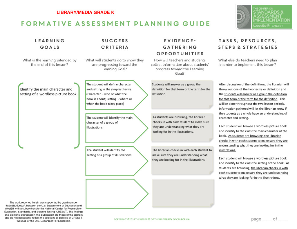 Kansas State Department of Education Early Learning Lesson Planning Guide