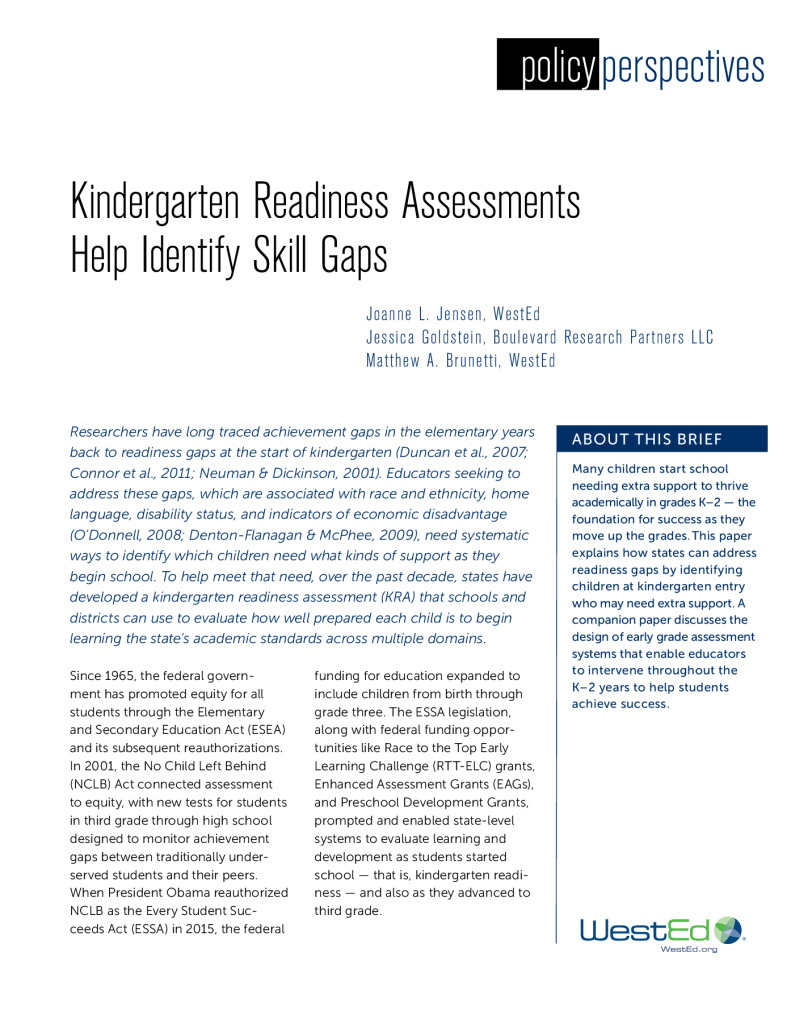 Kindergarten Readiness Assessments Help Identify Skill Gaps