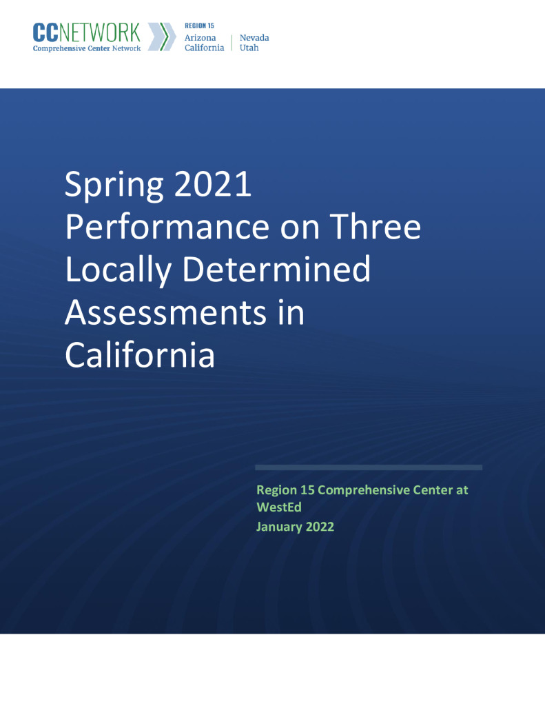 Spring 2021 Performance on Three Locally Determined Assessments in California