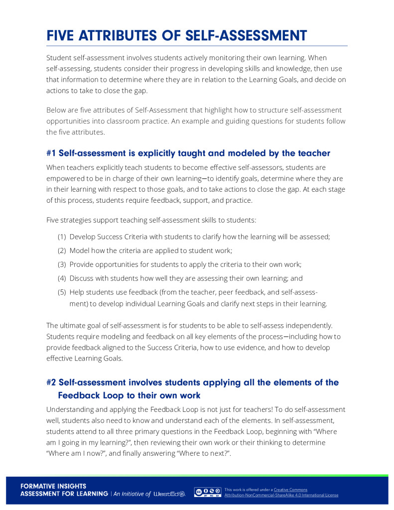 Five Attributes of Self-Assessment