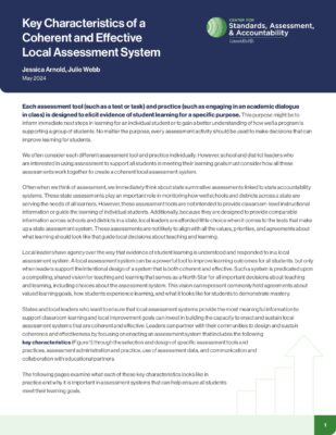 Key Characteristics of a Coherent and Effective Local Assessment System