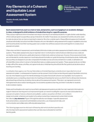 Key Elements of a Coherent and Equitable Local Assessment System