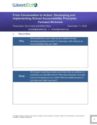 From Conversation to Action: Developing and Implementing School Accountability Principles