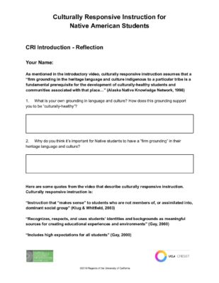 CRI Introduction – Reflection