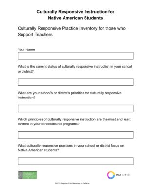 Culturally Responsive Practice Inventory for those who Support Teachers