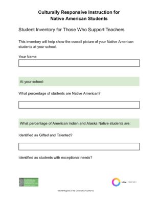 Student Inventory for Those Who Support Teachers