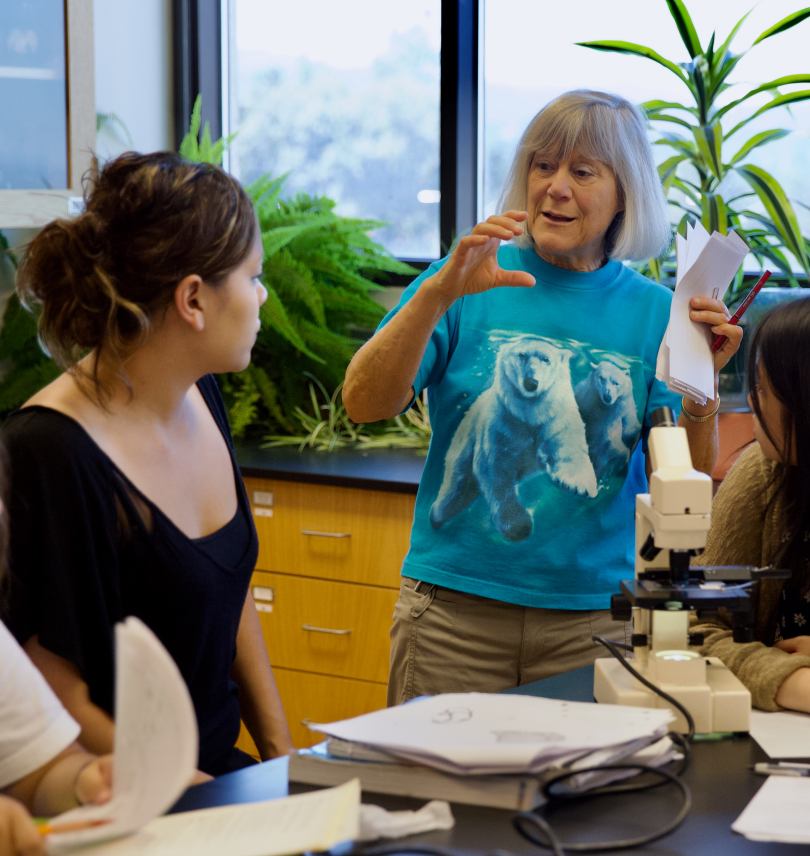 teacher engaging with students
